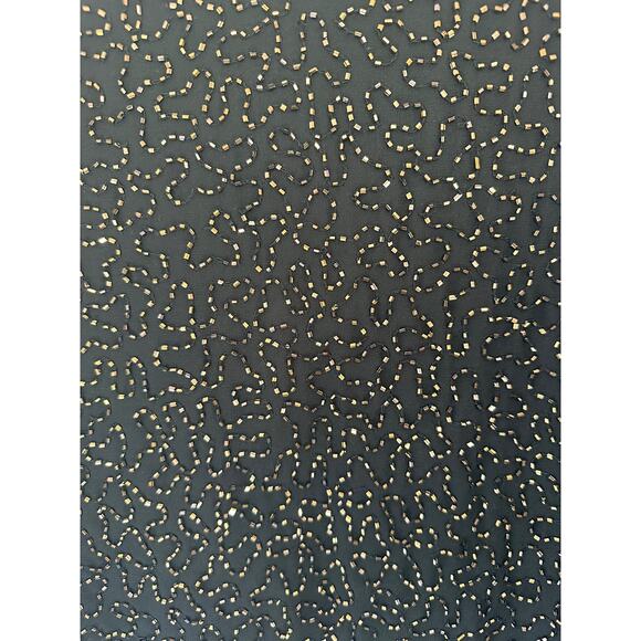 JKara Gold Black Beaded V-Neck Dressy Party Formal Evening Blouse Size Medium - Picture 3 of 15